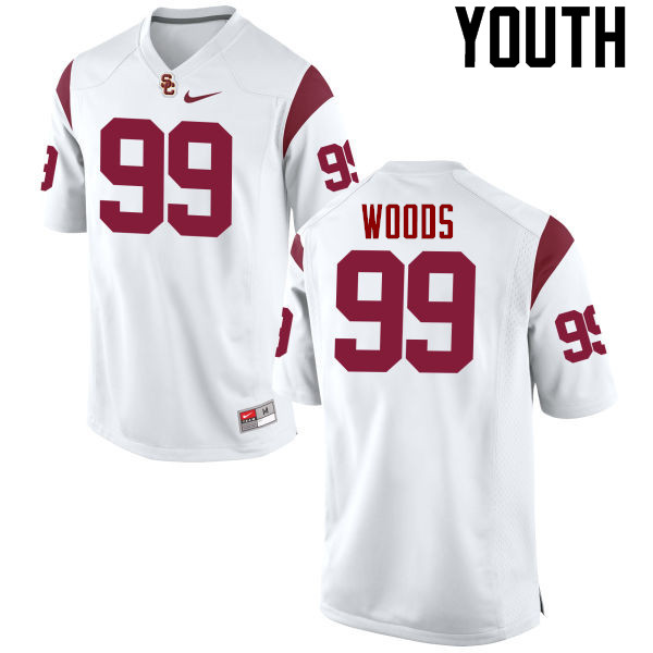 Youth #99 Antwaun Woods USC Trojans College Football Jerseys-White